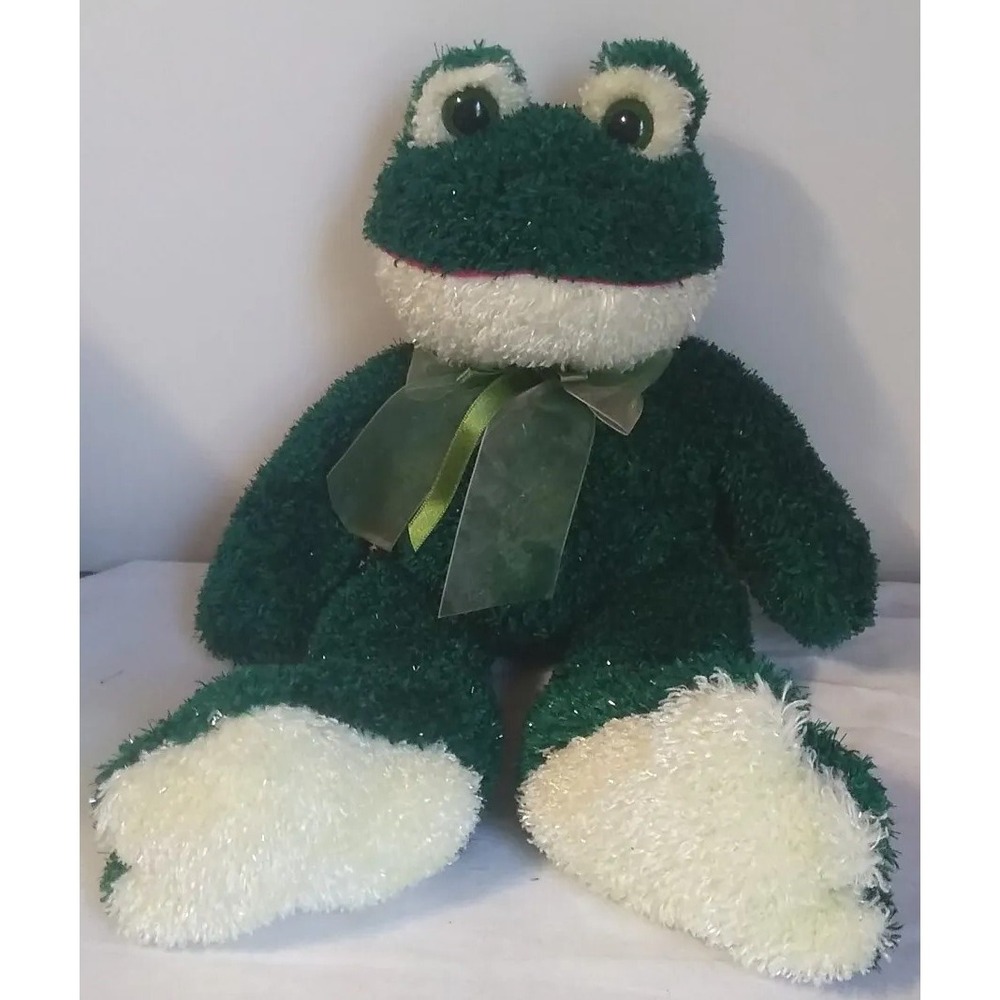 Stuffed Plush Frog‎ Green Shimmery 14" Standing 9" Sitting KellyToy